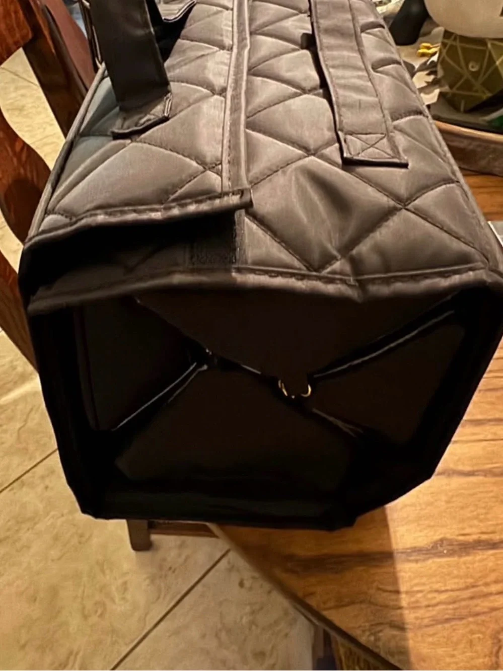 New Quilted Black Travel large removable sections